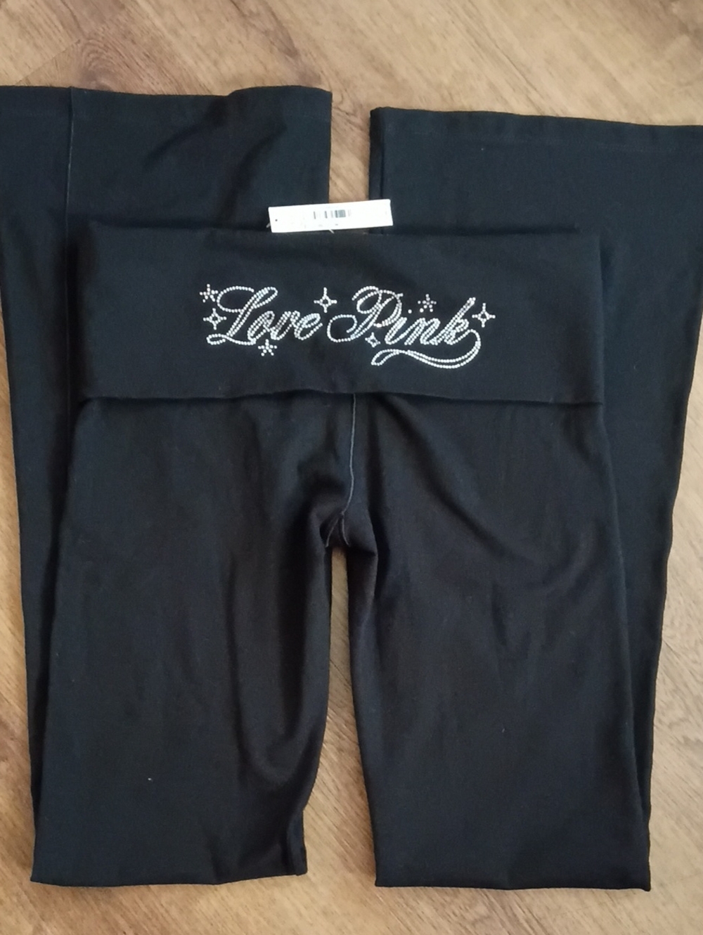 Love Pink Girls' Black Fold-Over Waist Leggings